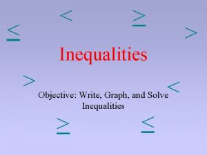 Inequalities Objective Write Graph and Solve Inequalities What