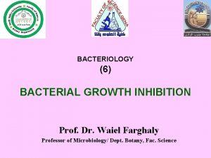 BACTERIOLOGY 6 BACTERIAL GROWTH INHIBITION Prof Dr Waiel