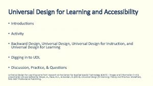Universal Design for Learning and Accessibility Introductions Activity