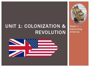 UNIT 1 COLONIZATION REVOLUTION Week 1 Colonizing America