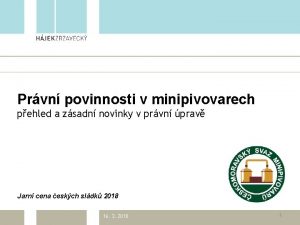 Prvn povinnosti v minipivovarech pehled a zsadn novinky