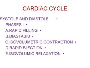 CARDIAC CYCLE SYSTOLE AND DIASTOLE PHASES A RAPID