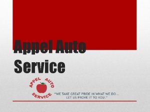 Appel Auto Service Appel Auto service was started