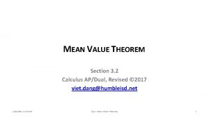 MEAN VALUE THEOREM Section 3 2 Calculus APDual