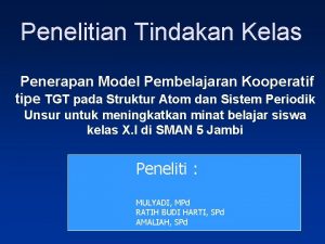 Penelitian Tindakan Kelas Penerapan Model Pembelajaran Kooperatif tipe