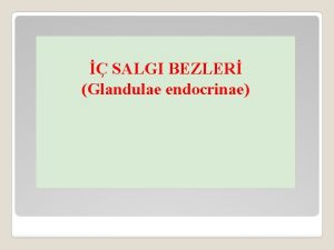 SALGI BEZLER Glandulae endocrinae SALGI BEZLER Glandulae endocrinae