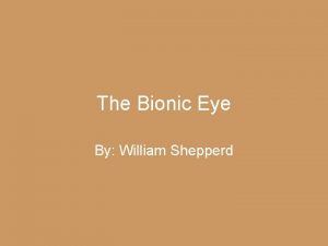 The Bionic Eye By William Shepperd What Is