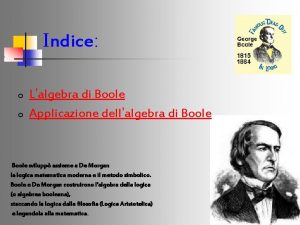 Indice Lalgebra di Boole o Applicazione dellalgebra di