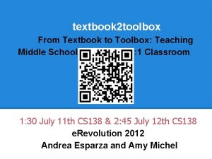 textbook 2 toolbox From Textbook to Toolbox Teaching