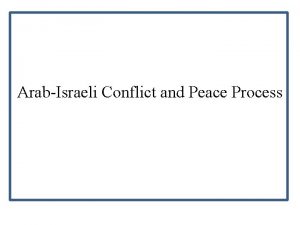 ArabIsraeli Conflict and Peace Process Historical Background IsraeliPalestinian
