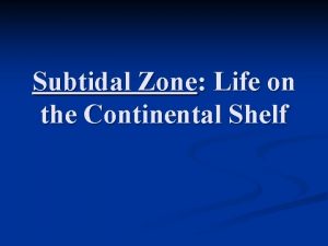 Subtidal Zone Life on the Continental Shelf Subtidal