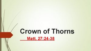 Crown of Thorns Matt 27 24 38 Matt