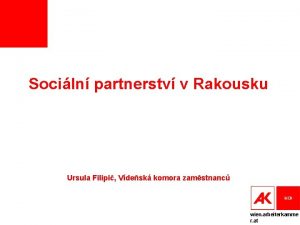 Sociln partnerstv v Rakousku Ursula Filipi Vdesk komora