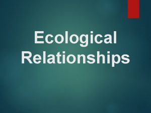 Ecological Relationships What are the types of ecological