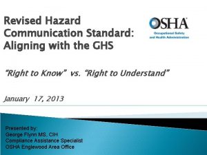 Revised Hazard Communication Standard Aligning with the GHS