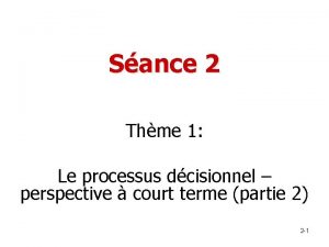 Sance 2 Thme 1 Le processus dcisionnel perspective