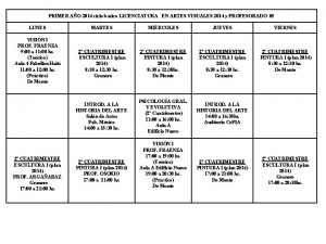 PRIMER AO 2014 ciclo bsico LICENCIATURA EN ARTES