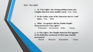 Quiz City Lights 1 In City Lights the