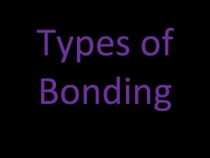 Types of Bonding Types of Compounds Ionic Metal Types of Bonding Types of Compounds Ionic Metal