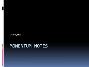 CP Physics MOMENTUM NOTES Momentum Idea of inertia