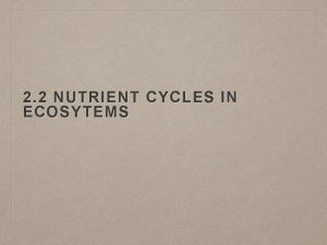 2 2 NUTRIENT CYCLES IN ECOSYTEMS NUTRIENT CYCLES
