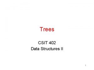 Trees CSIT 402 Data Structures II 1 Why