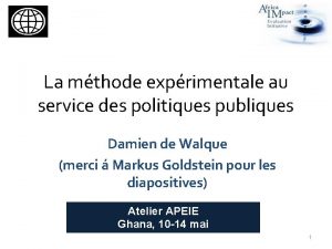 La mthode exprimentale au service des politiques publiques