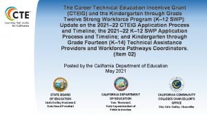 The Career Technical Education Incentive Grant CTEIG and