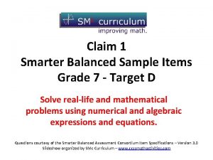 Grade 7 Claim 1 Target D Claim 1