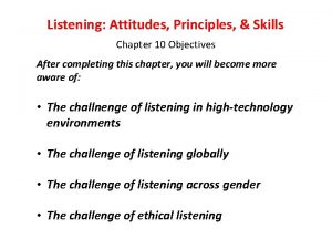 Listening Attitudes Principles Skills Chapter 10 Objectives After