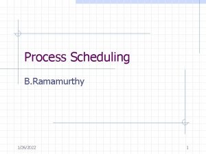 Process Scheduling B Ramamurthy 1262022 1 Introduction An