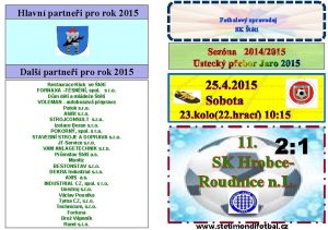 Hlavn partnei pro rok 2015 Dal partnei pro