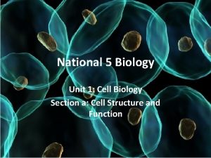 National 5 Biology Unit 1 Cell Biology Section