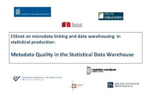 ESSnet on microdata linking and data warehousing in