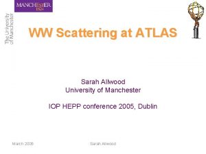 WW Scattering at ATLAS Sarah Allwood University of