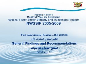 Republic of Yemen Ministry of Water and Environment