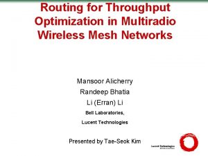 Routing for Throughput Optimization in Multiradio Wireless Mesh