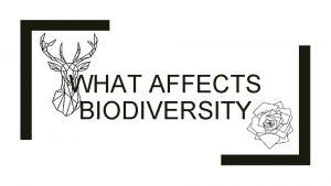 WHAT AFFECTS BIODIVERSITY Human population growth Weve learned