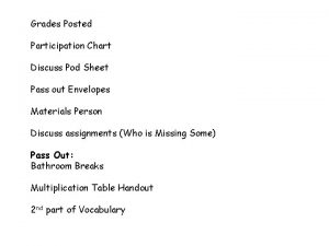 Grades Posted Participation Chart Discuss Pod Sheet Pass