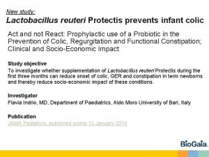New study Lactobacillus reuteri Protectis prevents infant colic