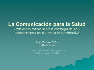 La Comunicacin para la Salud reflexiones crticas sobre