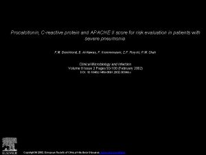 Procalcitonin Creactive protein and APACHE II score for