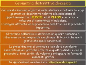 Geometria descrittiva dinamica Con questo learning object si