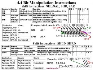 4 4 Bit Manipulation Instructions Shift instructions SHLSAL