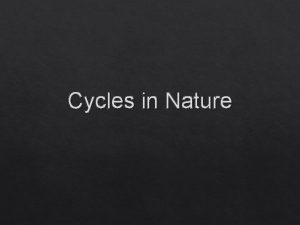 Cycles in Nature The Cycles of Matter Three