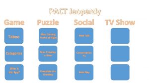 Game PACT Jeopardy Puzzle Social TV Show Taboo
