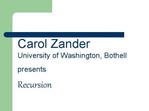 Carol Zander University of Washington Bothell presents Recursion