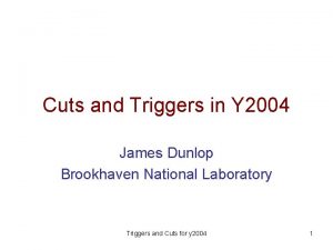 Cuts and Triggers in Y 2004 James Dunlop