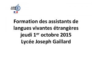 Formation des assistants de langues vivantes trangres jeudi