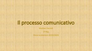 Il processo comunicativo Matteo Feroldi 3Atg Anno scolastico